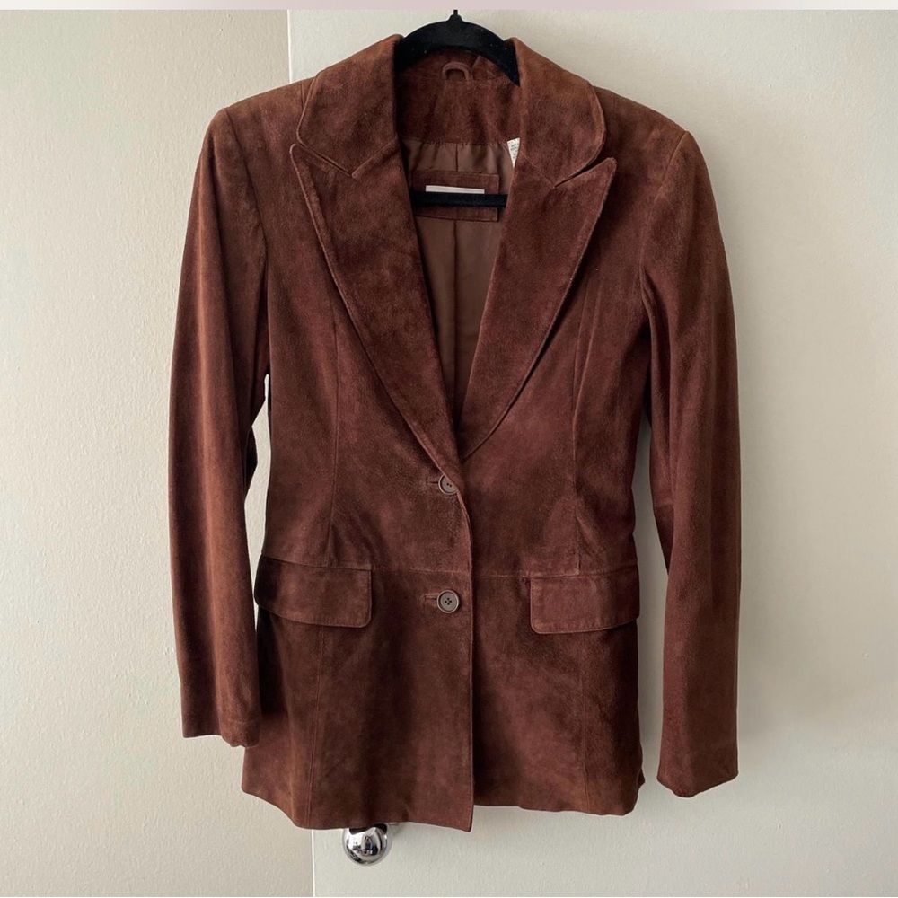 Lord & Taylor Rich Brown Suede Blazer